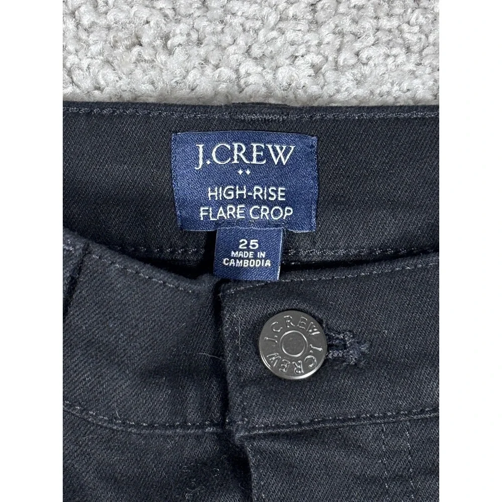 J Crew Womens High Rise Flare Crop Black‎ Jeans Size 25 Denim Pants